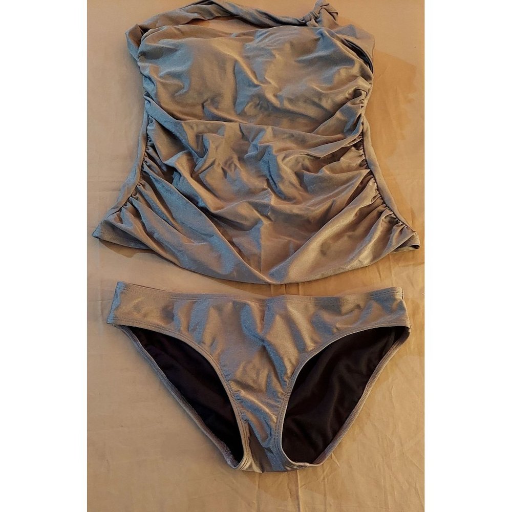 Silver Metallic Tankini Swimsuit